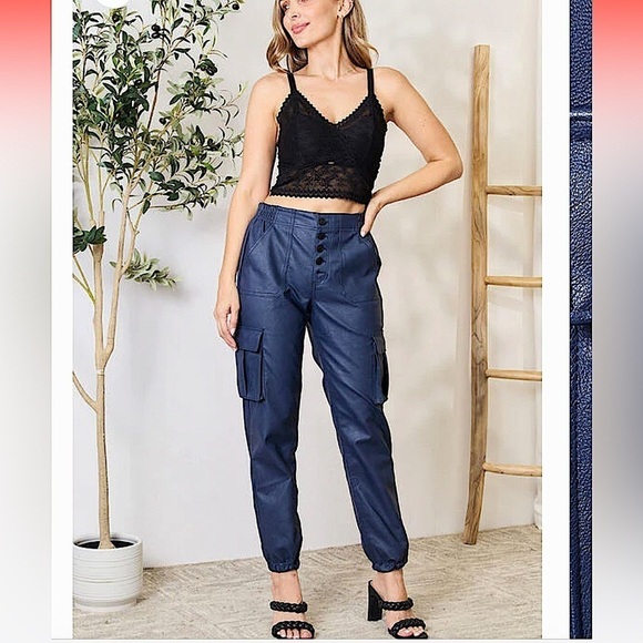 BOGO! NWT KanCan βNellyβ faux leather cargo joggers - Picture 3 of 17